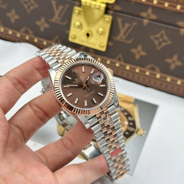 Rolex Datejust Chocolate 41mm mạ vàng - Hình ảnh 7