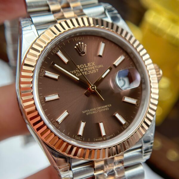 Rolex Datejust Chocolate 41mm mạ vàng - Hình ảnh 8